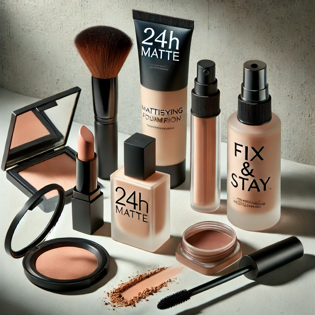 O atributo alt desta imagem está vazio. O nome do arquivo é DALLE-2025-03-28-14.10.43-A-professional-flat-lay-photograph-featuring-essential-long-lasting-makeup-products-for-hot-weather.-The-image-includes___-A-mattifying-primer-in-a-s.webp